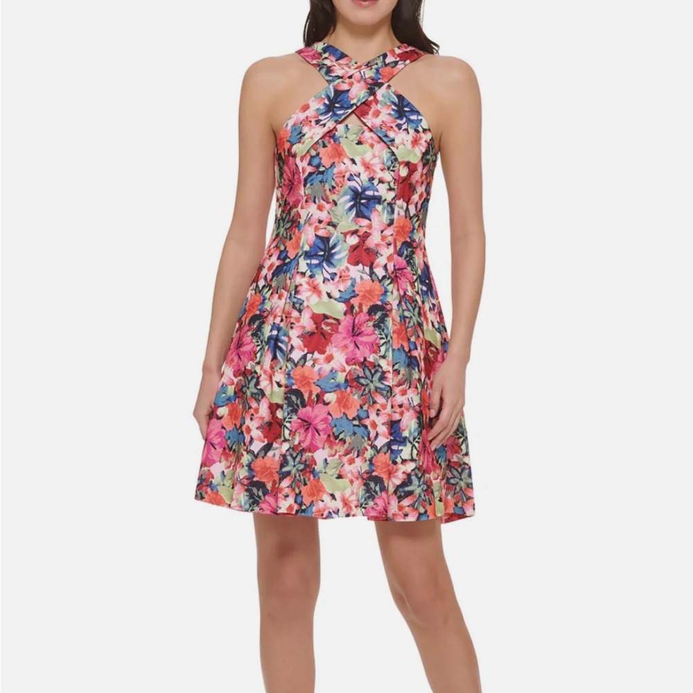 Vince Camuto Womens Criss-Cross Front Mini Fit & Flare Dress Size 4